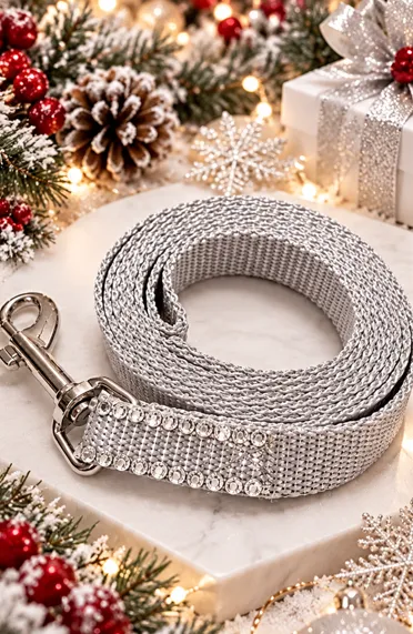 Rhinestone Pet Leash - Silver