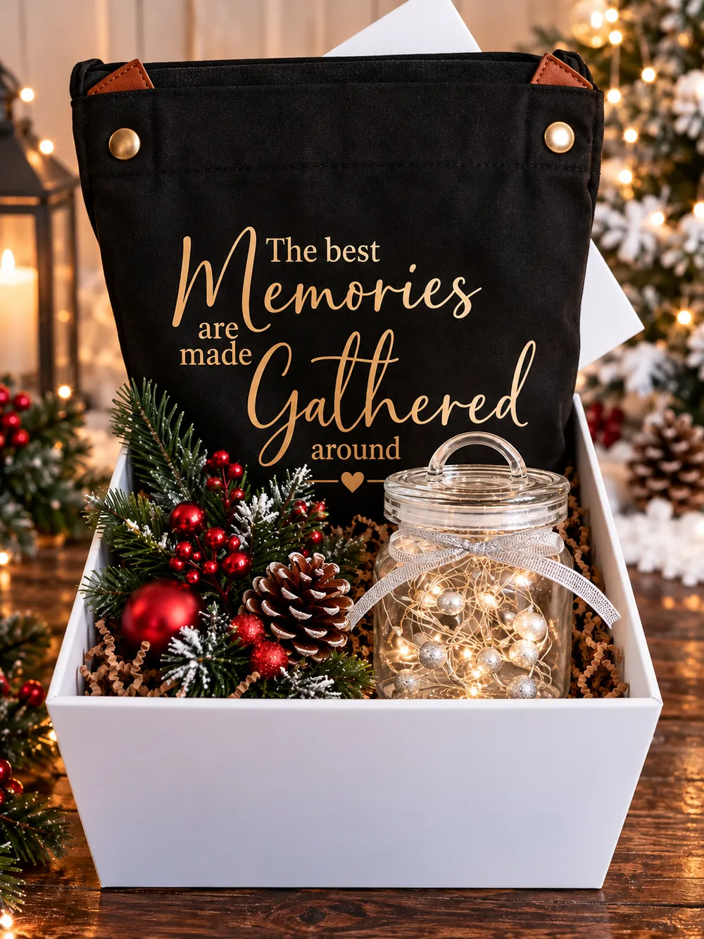 Holiday Apron and Lighted Vessel Gift Set