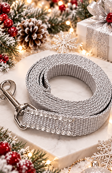Rhinestone Pet Leash - Silver
